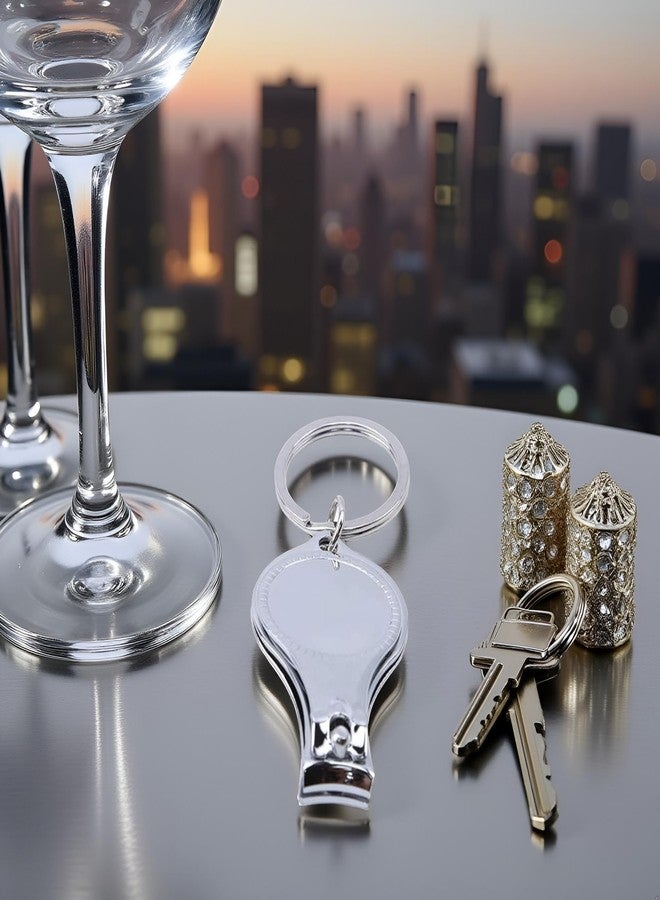 WLngtv Silver Nail Clipper Multifunction Keychain Nail Clippers Bottle Opener 3 in 1 Nail Clipper Bottle Opener Key Ring Manicure Tools for Women,Round Creative - Image 2